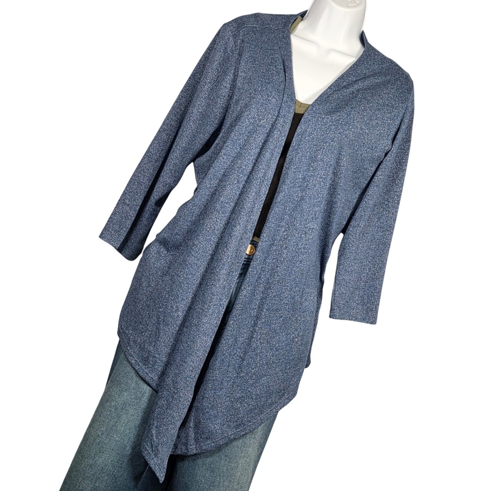Chico's NEW Tie Front Wrap Cardigan Women 3 Long Sleeve Fashion Knit Indigo Blue